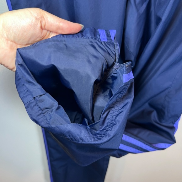 Adidas Women's Vintage Mesh Lined Track Pants Blue 3 White Stripes Zip Ankle XL - Picture 9 of 16